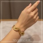 دستبند موج‌دار طلا (مدل مارپیچ با لبه دانه‌دار) – وزن ۱۳.۲۸ گرم - Image 3