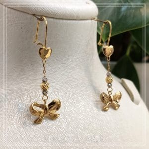 گوشواره قلب و پاپیون طلا