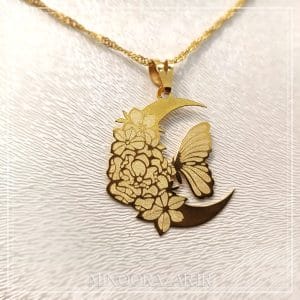 پلاک ماه و پروانه طلا