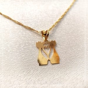پلاک دو گربه و قلب طلا