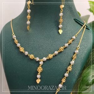 ست طلا دو رنگ مهره‌ای